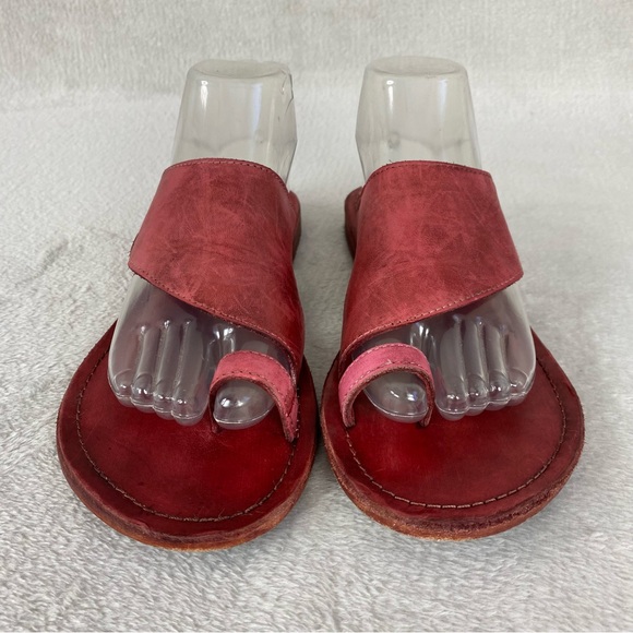 Free People Sant Antoni Women's Slide Sandals Size 9 Red Distress Toe Loop - Picture 5 of 11
